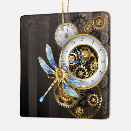 Steampunk-wijzerplaten met dragonfly keramisch ornament (Links)