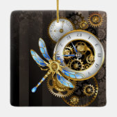 Steampunk-wijzerplaten met dragonfly keramisch ornament (Achterkant)
