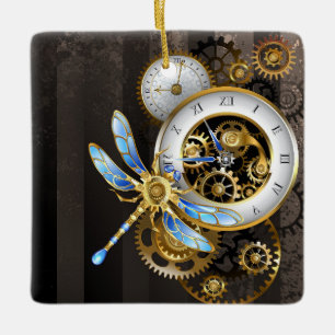 Steampunk-wijzerplaten met dragonfly keramisch ornament