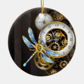 Steampunk-wijzerplaten met dragonfly keramisch ornament (Voorkant)