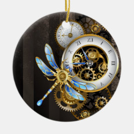 Steampunk-wijzerplaten met dragonfly keramisch ornament