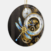 Steampunk-wijzerplaten met dragonfly keramisch ornament (Links)