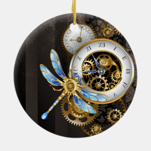 Steampunk-wijzerplaten met dragonfly keramisch ornament (Achterkant)