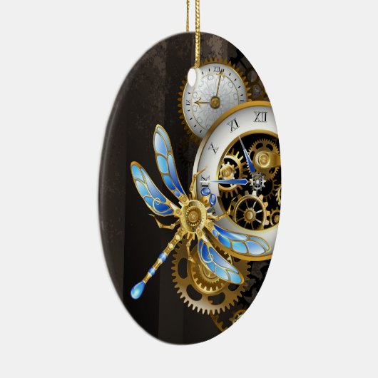 Steampunk-wijzerplaten met dragonfly keramisch ornament (Rechts)