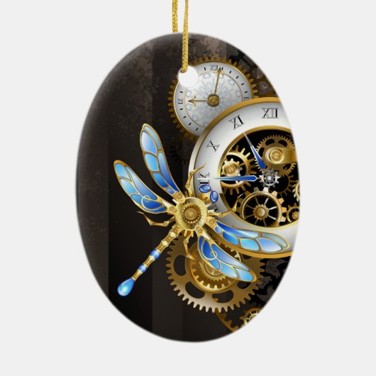 Steampunk-wijzerplaten met dragonfly keramisch ornament (Achterkant)