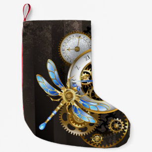 Steampunk-wijzerplaten met dragonfly kleine kerstsok