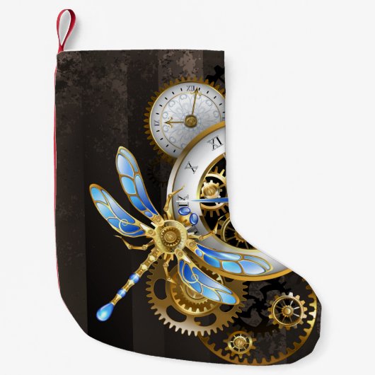 Steampunk-wijzerplaten met dragonfly kleine kerstsok (Voorkant)