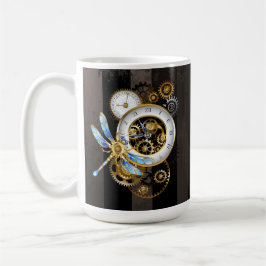 Steampunk-wijzerplaten met dragonfly koffiemok