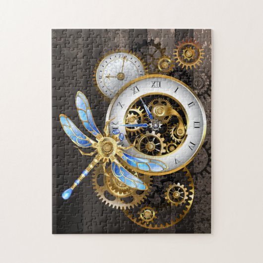 Steampunk-wijzerplaten met dragonfly legpuzzel (Verticaal)