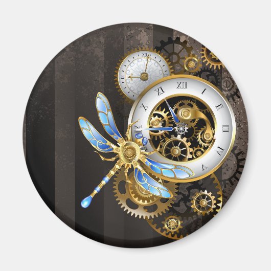 Steampunk-wijzerplaten met dragonfly magneet (Voorkant)