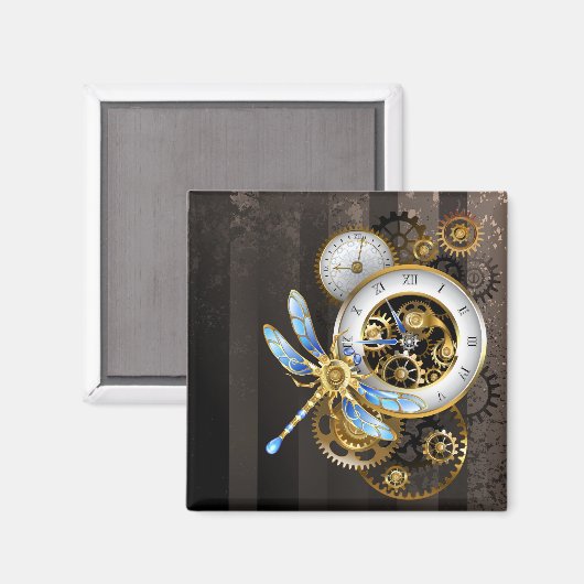 Steampunk-wijzerplaten met dragonfly magneet (Voorkant / Achterkant)