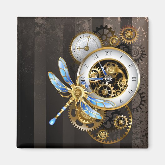 Steampunk-wijzerplaten met dragonfly magneet (Voorkant)