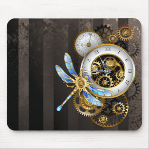 Steampunk-wijzerplaten met dragonfly muismat