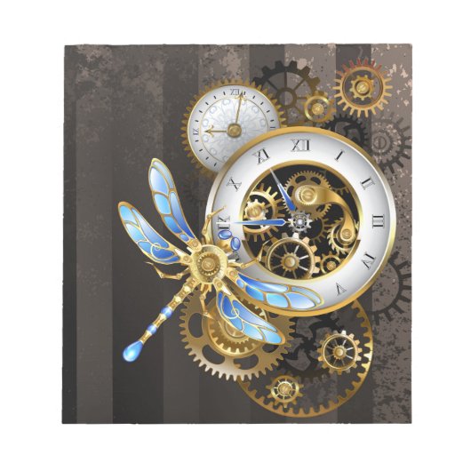 Steampunk-wijzerplaten met dragonfly notitieblok (Voorkant)