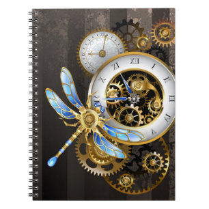 Steampunk-wijzerplaten met dragonfly notitieboek