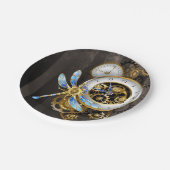 Steampunk-wijzerplaten met dragonfly papieren bordje (Gekanteld)