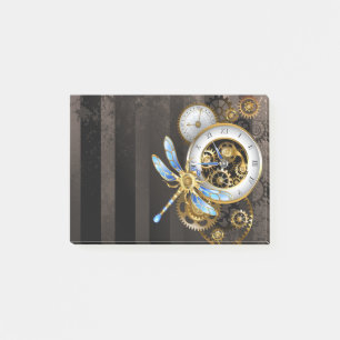 Steampunk-wijzerplaten met dragonfly post-it® notes