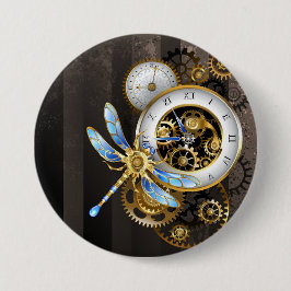 Steampunk-wijzerplaten met dragonfly ronde button 7,6 cm