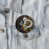 Steampunk-wijzerplaten met dragonfly ronde button 7,6 cm (In situ)