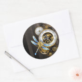 Steampunk-wijzerplaten met dragonfly ronde sticker (Envelop)