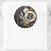 Steampunk-wijzerplaten met dragonfly ronde sticker (Tas)