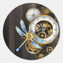 Steampunk-wijzerplaten met dragonfly ronde sticker