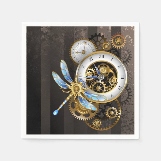 Steampunk-wijzerplaten met dragonfly servet (Voorkant)