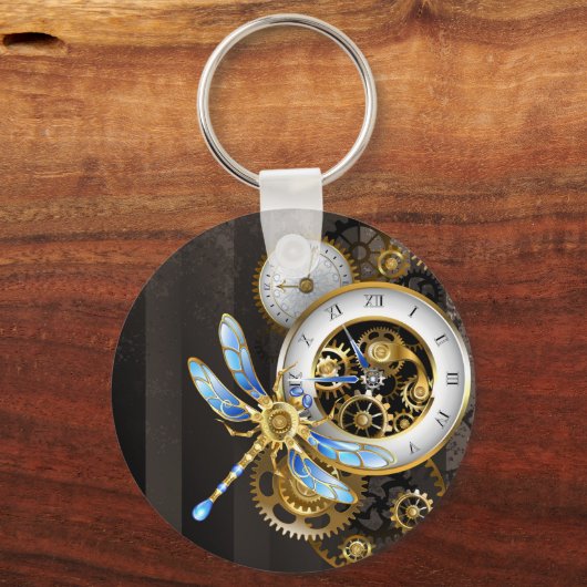 Steampunk-wijzerplaten met dragonfly sleutelhanger (Voorkant)