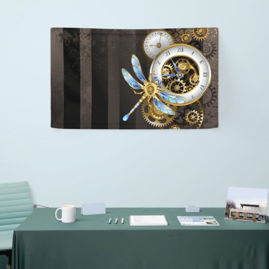 Steampunk-wijzerplaten met dragonfly spandoek (Beurs)