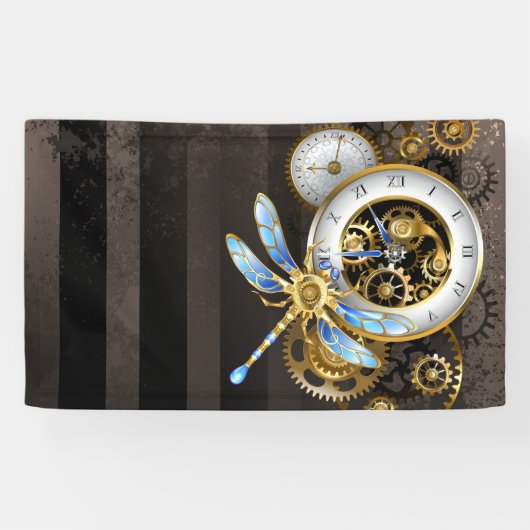 Steampunk-wijzerplaten met dragonfly spandoek (Horizontaal)
