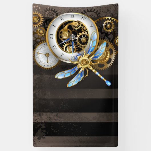 Steampunk-wijzerplaten met dragonfly spandoek (Verticaal)
