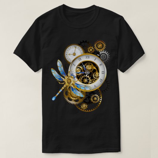 Steampunk-wijzerplaten met dragonfly t-shirt (Design voorkant)