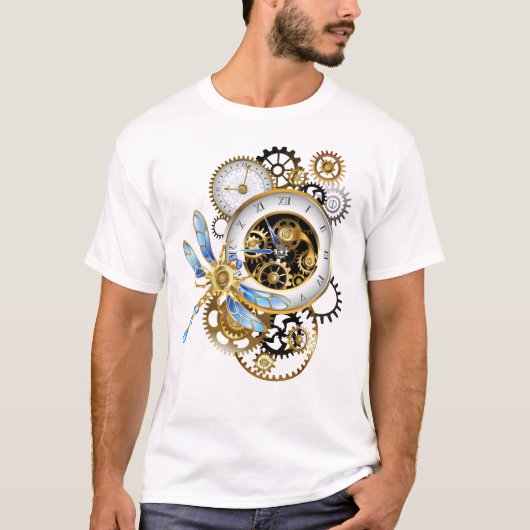 Steampunk-wijzerplaten met dragonfly t-shirt (Voorkant)
