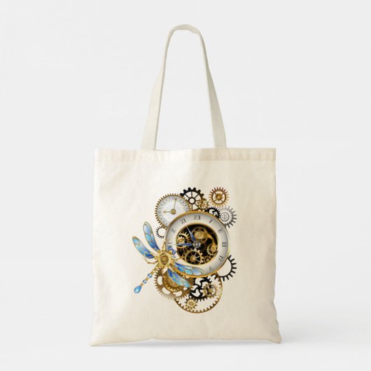 Steampunk-wijzerplaten met dragonfly tote bag (Achterkant)