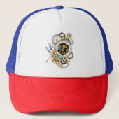 Steampunk-wijzerplaten met dragonfly trucker pet (Voorkant)