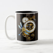 Steampunk-wijzerplaten met dragonfly tweekleurige koffiemok (Links)