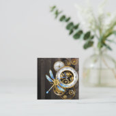 Steampunk-wijzerplaten met dragonfly vierkante visitekaartje (Staand voorkant)