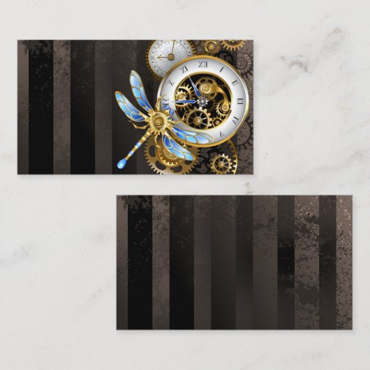 Steampunk-wijzerplaten met dragonfly visitekaartje (Voorkant / Achterkant)