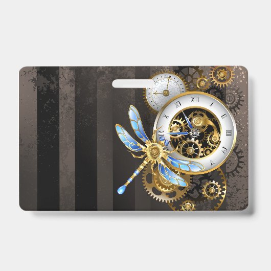 Steampunk Wijzerplaten met Libel Badge (Voorzijde)
