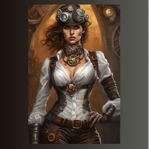 Steampunk Wild wild West Woman decoupage v2 Tissuepapier