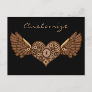 Steampunk Winged hart met tandwielen Thunder_Cove Briefkaart