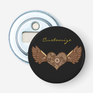 Steampunk Winged hart met tandwielen Thunder_Cove Button Flesopener