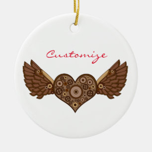 Steampunk Winged hart met tandwielen Thunder_Cove Keramisch Ornament
