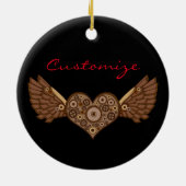 Steampunk Winged hart met tandwielen Thunder_Cove Keramisch Ornament (Achterkant)