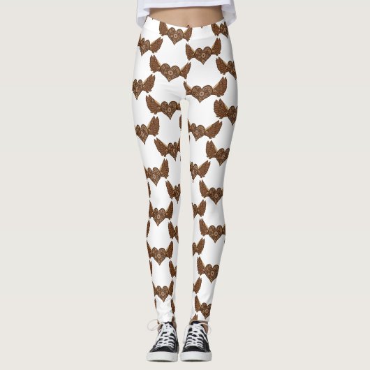 Steampunk Winged hart met tandwielen Thunder_Cove Leggings (Voorkant)