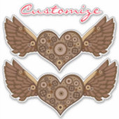 Steampunk Winged hart met tandwielen Thunder_Cove Sticker (Voorkant)