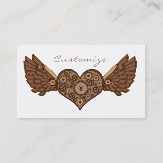 Steampunk Winged hart met tandwielen Thunder_Cove Visitekaartje (Achterkant)