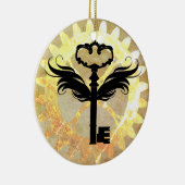 Steampunk Winged Key en Cog Wheel Keramisch Ornament (Rechts)