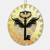Steampunk Winged Key en Cog Wheel Keramisch Ornament (Links)