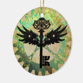 Steampunk Winged Key en Cog Wheel Keramisch Ornament (Links)